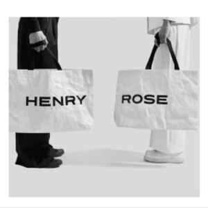 Henry Rose ONE Large Sturdy White Tote Bag with Black Handles NWT